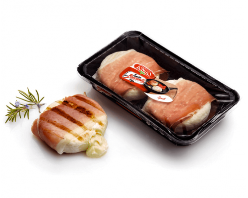 Tomino del Boscaiolo® with speck, bacon or cooked speck 