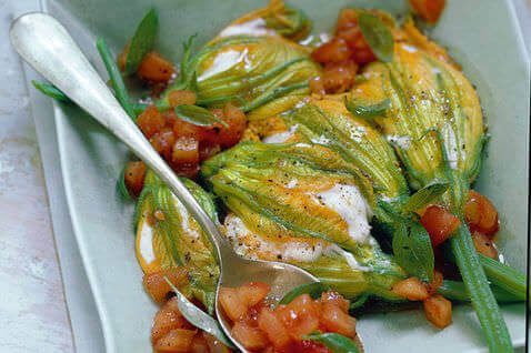 Stuffed courgette flowers