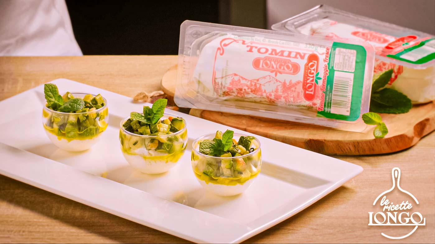 Finger Food Tomino a Rotolo with mint courgettes