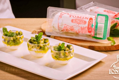 Finger Food Tomino a Rotolo with mint courgettes